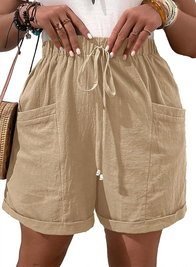 Eytino Womens Plus Size Shorts Casual Elastic Waist Drawstring Comfy Lightweight Summer Shorts wi... | Amazon (US)