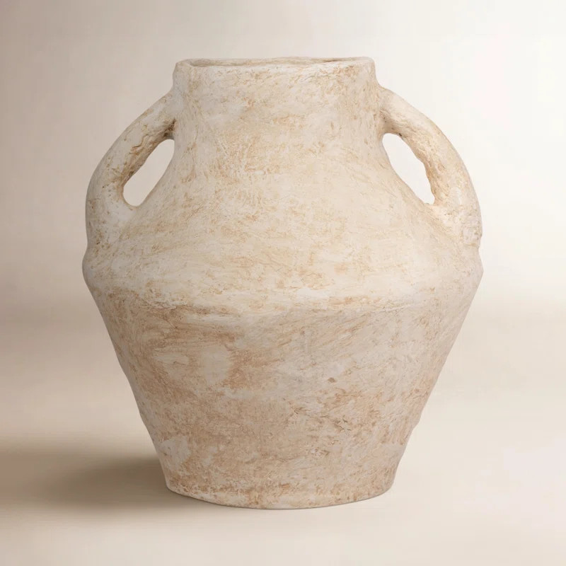 Classic Amphora Paper Mache Pottery Flower Vase with Handles for Living Room Styling - Tall Vase ... | Wayfair North America