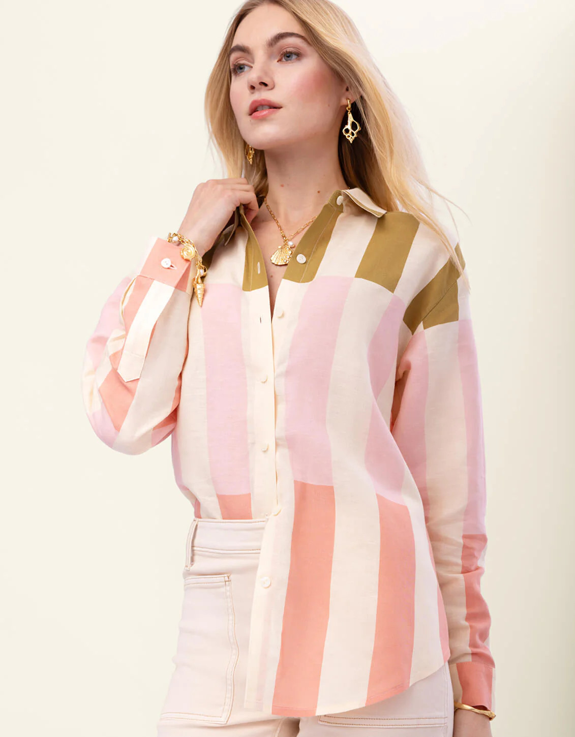 Aida Relaxed Buttondown Castillo Stripe | Spartina 449
