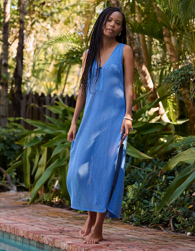 Aerie Crochet Side Tie Maxi Cape | Aerie