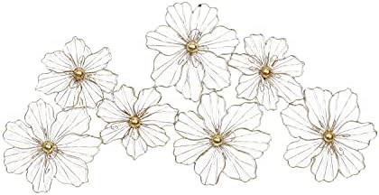 Deco 79 Modern Metal Flowers Wall Decor, 43" x 2" x 21", Gold | Amazon (US)