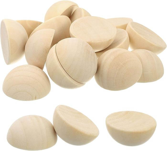 uxcell 80Pcs Half Wood Balls, 30mm/1.2inch Natural Color Wooden Split Balls Bulk Unfinished Half ... | Amazon (US)