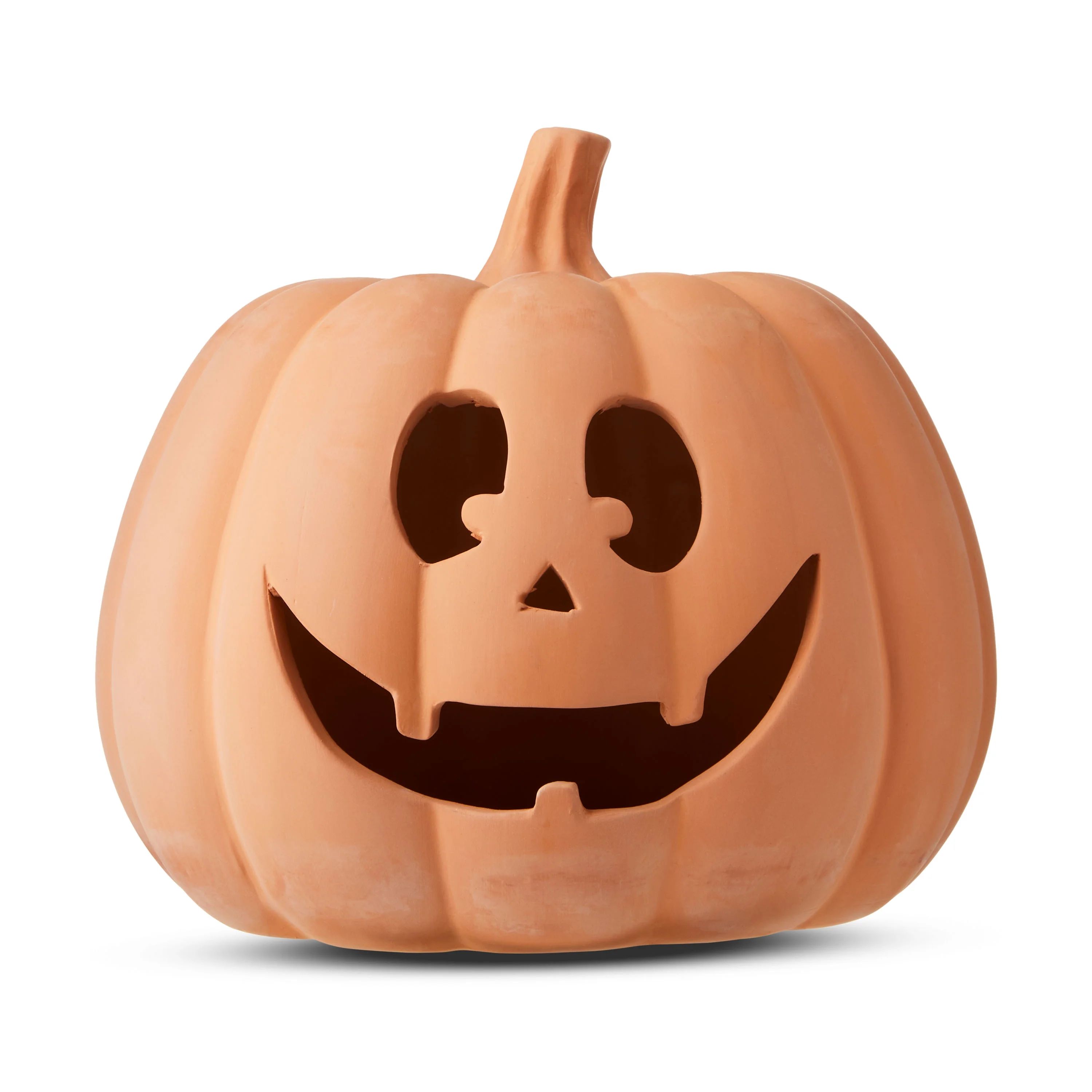 Halloween Brown Clay Pumpkin Outdoor Decoration,9.25"H,by Way to Celebrate | Walmart (US)