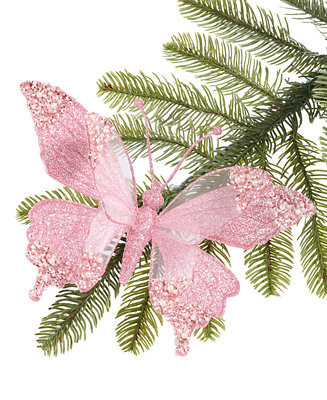 Holiday Lane Burgundy & Blush Pink Butterfly Ornament, Exclusively at Macy's - Macy's | Macy's