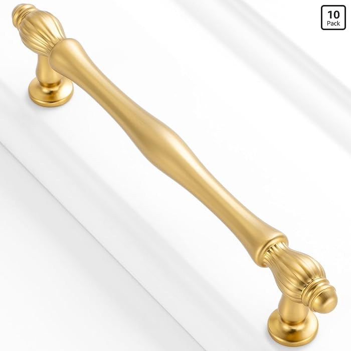 10 Pack 5 Inch Brushed Gold Cabinet Pulls Gold Cabinet Handles Gold Hardware for Kitchen Cabinets... | Amazon (US)