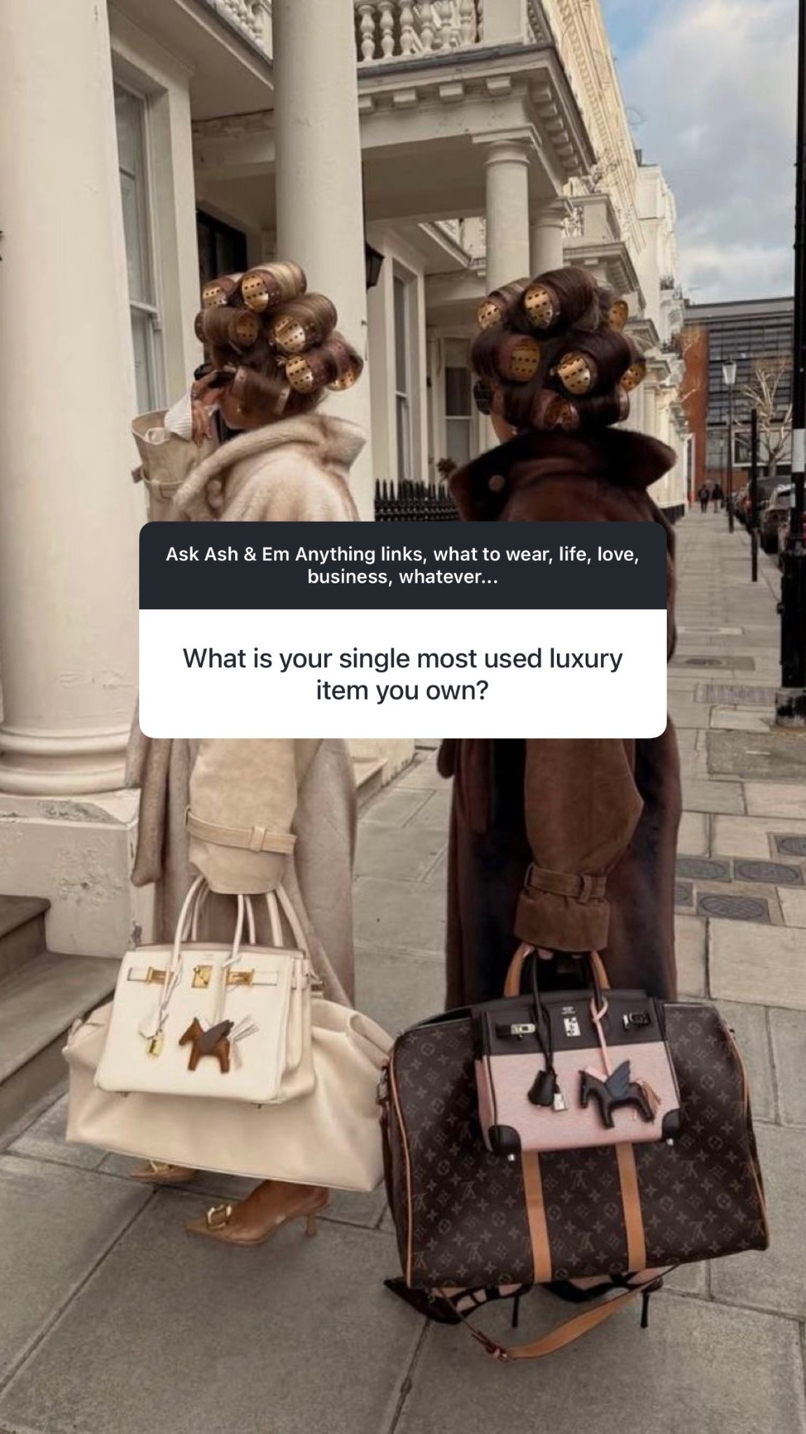 easiest answer ever- we bought matching ones last year and they quickly became our most used - favorite bags ever. they’re just so versatile. they fit everything, match with 99% of our outfits and are so chic 