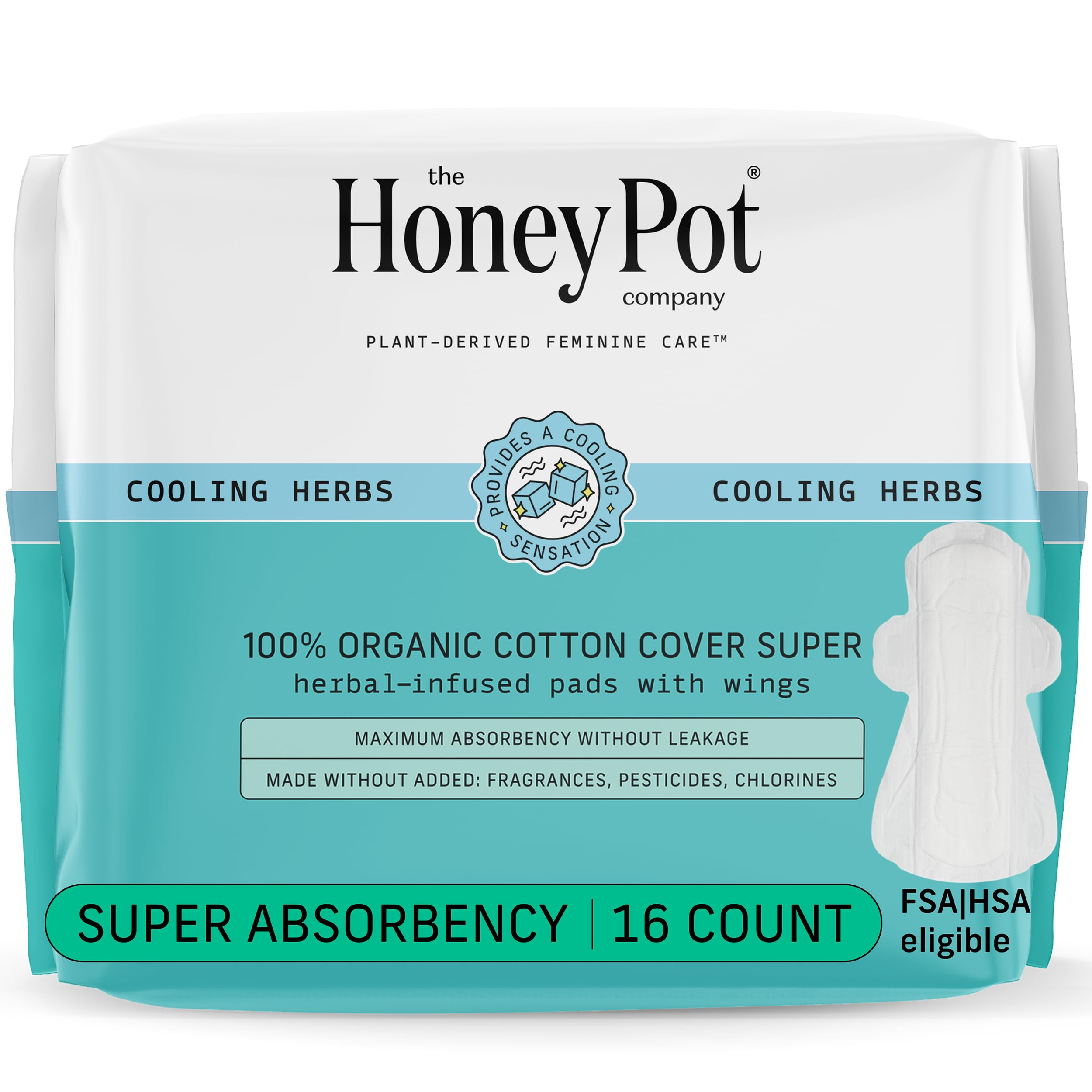The Honey Pot Company - Herbal Pads for Women - Super w/Wings - Infused w/Essential Oils for Cool... | Amazon (US)