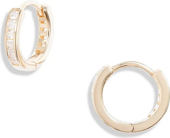 Cubic Zirconia Sterling Silver Huggie Hoop Earrings | Nordstrom