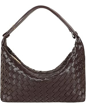 Vegan Leather Woven Tote Handbag, Top-handle Shoulder Bag, Woven Leather Pure Underarm Purse, Clu... | Amazon (US)