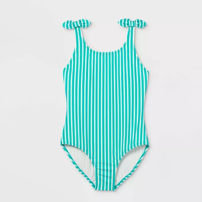 Girls' Striped One Piece Swimsuit - Cat & Jack™ Green | Target