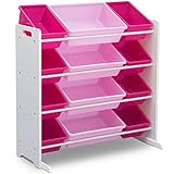 Delta Children Kids Toy Storage Organizer with 12 Plastic Bins, White/Pink | Amazon (US)