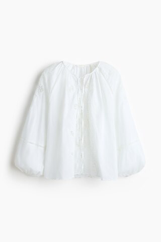 H & M - Broderie anglaise cotton blouse - White | H&M (UK, MY, IN, SG, PH, TW, HK)