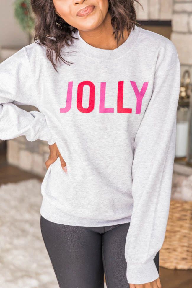 Colorful Jolly Graphic Ash Sweatshirt | The Pink Lily Boutique
