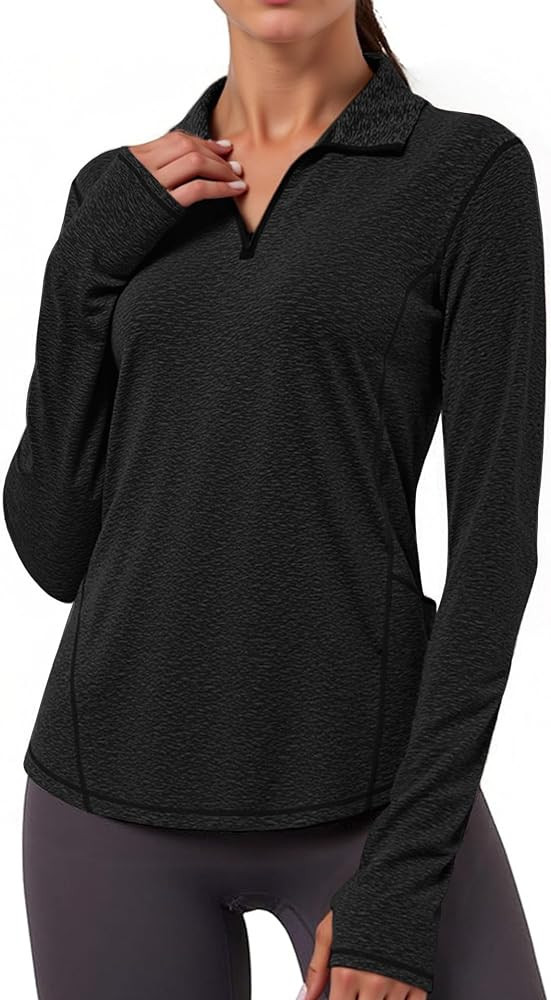 Gyabnw Women's Sports T-Shirt, Long Sleeve, Turtleneck, Side Pockets, Running, Yoga, Fitness, Pil... | Amazon (FR)