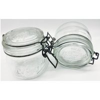 Two Vintage French Canning Jars | Bocal Le Parfait ""Super"" Glass With Metal Bales Jams Jellies Preserves Kitchen Storage Decor | Etsy (US)