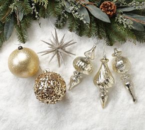 Shatterproof Gilded Gold Star Ornament Sets | Pottery Barn (US)