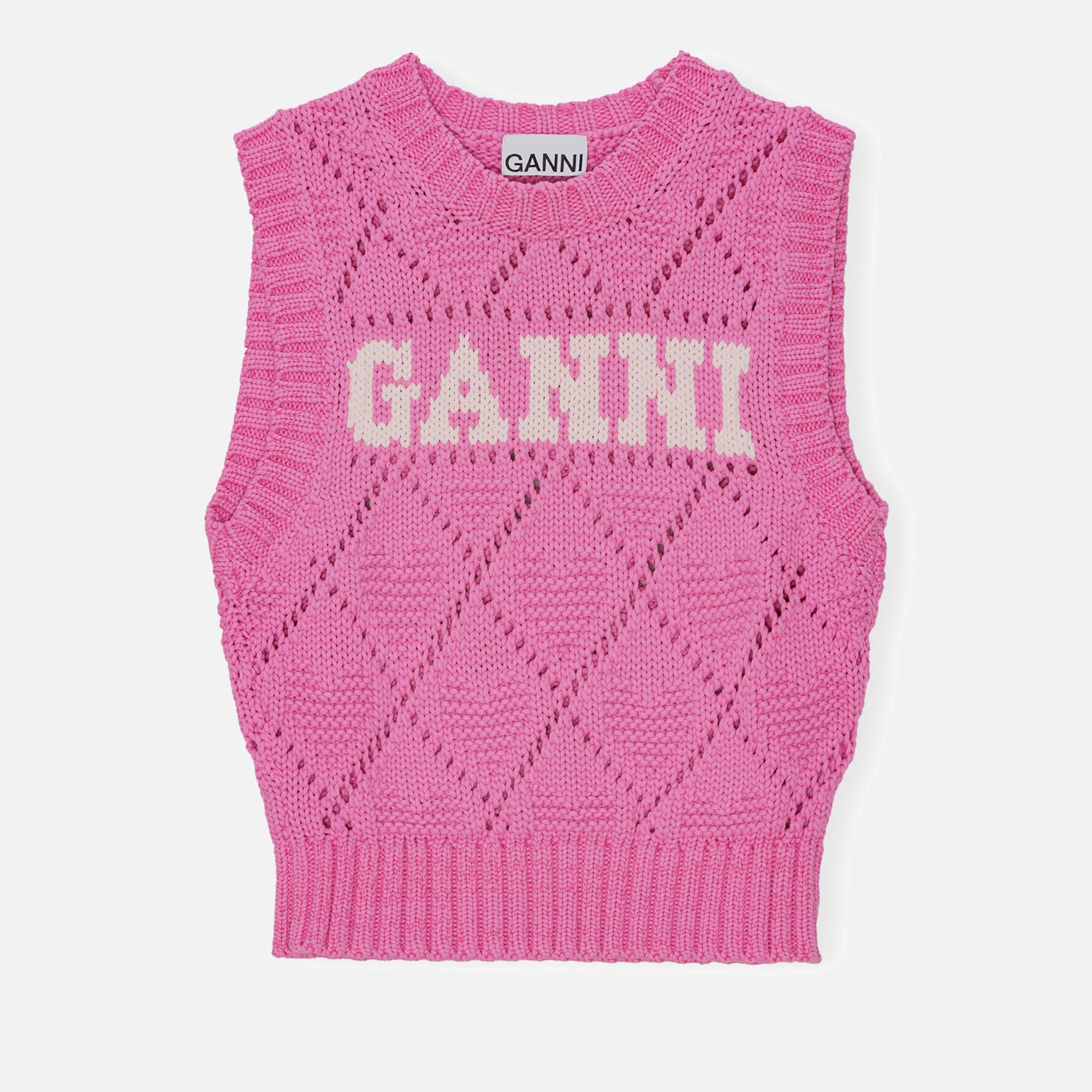 Ganni Cotton-Blend Knit Rope Short Vest - XS | Coggles | Coggles (Global)