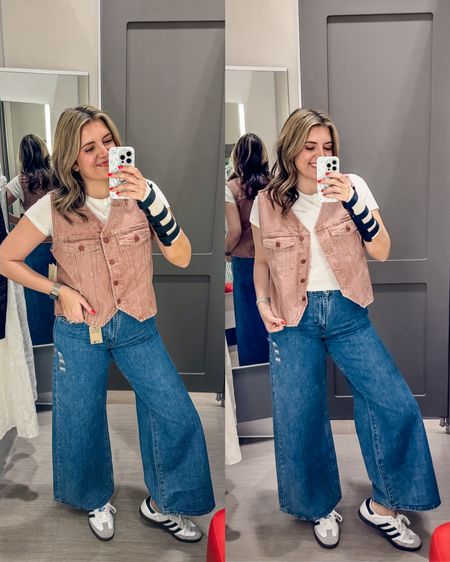Trendy mom outfits from Target! @targetstyle try on: 
Jeans on sale! Fit tts. In a 29/8.
Tee in sale! Fits tts. In a medium .
Denim vest fits tts. Comes in 3 color options, including blue denim.
Sneakers runs slightly large. Size down 1/2 if in between. #targetstyle 

#LTKmidsize #LTKfindsunder50 #LTKsalealert
