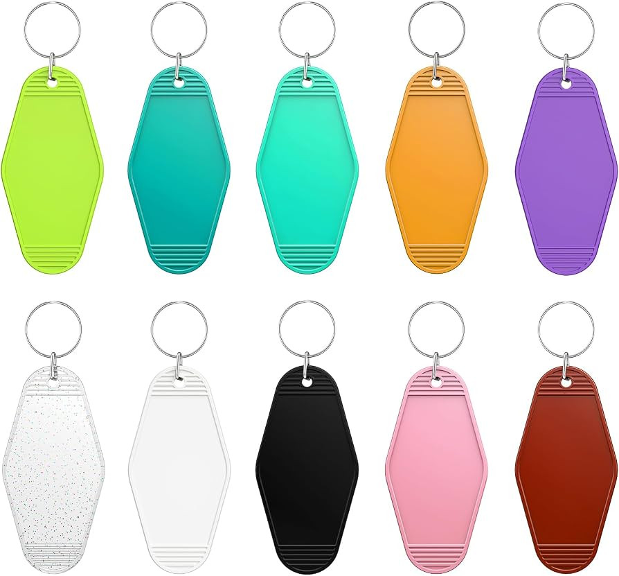Uniclife 10 Pcs Blank Hotel Keychain Tags, Blank Motel Keychain with Key Rings, 10 Colors Plastic... | Amazon (US)