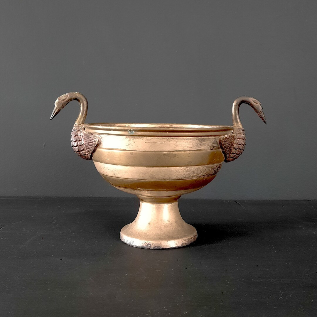 Swan Handled Mystical Pedestal Brass Bowl, Enchanting Altar Centerpiece, Brass Bowl Vintage - Ets... | Etsy (US)