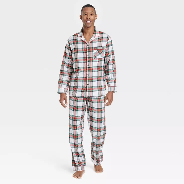 Men's Holiday Tartan Plaid Flannel Matching Family Pajama Set - Wondershop™ Cream | Target