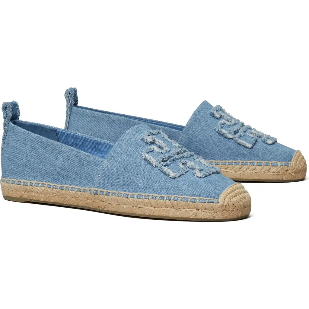 Tory Burch Double T Espadrille Flat in Denim at Nordstrom, Size 6 | Nordstrom