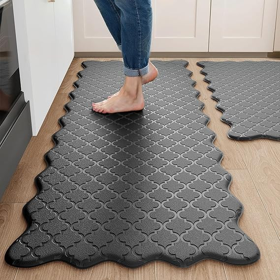Arenarug Upgrade Scalloped Embossed Kitchen Mats for Floor 2PCS Cushioned Anti Fatigue Waterproof... | Amazon (US)