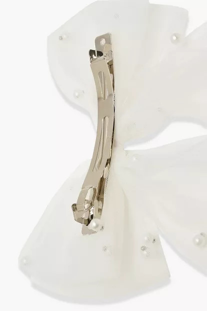 Statement Pearl Mesh Bow Hair Clip | Boohoo.com (US & CA)