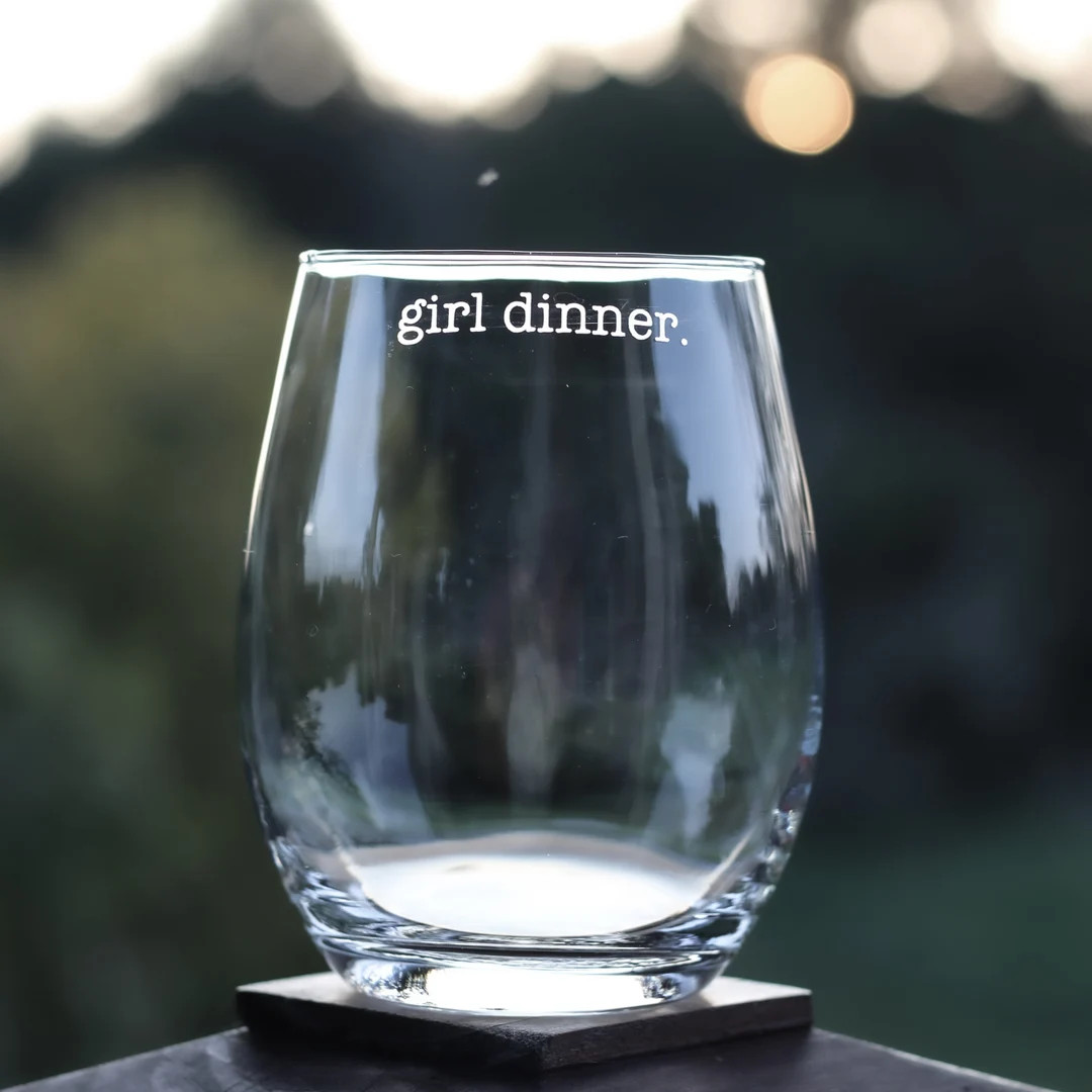 Girl Dinner Funny Wine Glass / Wine / Stemless Wine Glass / White Elephant Gifts  / Funny Wine Gl... | Etsy (US)