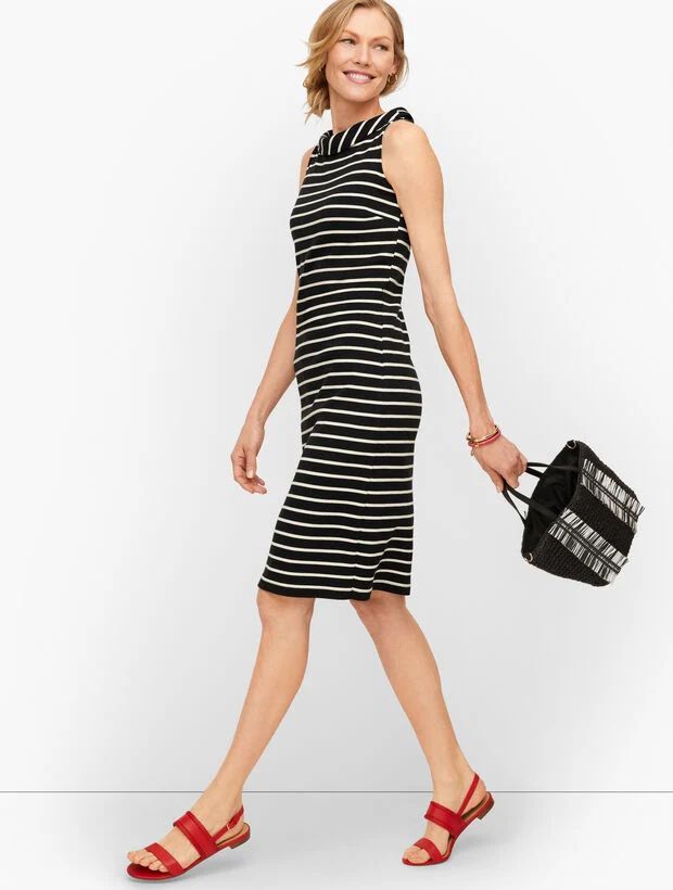 Mockneck Knit Shift Dress - Stripe | Talbots