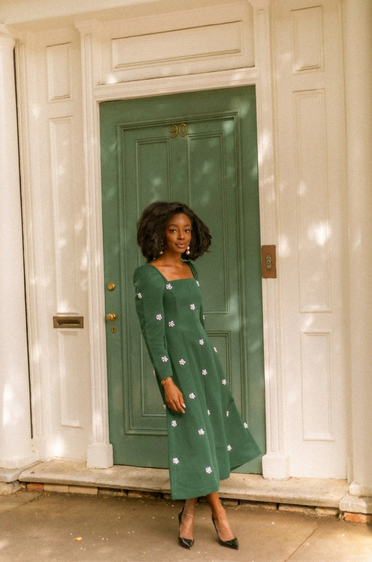 Emerald Pearl Cluster Square Neck Midi | Sail to Sable