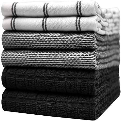 Premium Kitchen Towels (20”x 28”, 6 Pack) – Large Cotton Kitchen Hand Towels – Check Flat & Terry To | Amazon (US)
