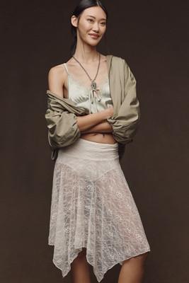 LyreBird Asymmetric Lace Midi Skirt | Anthropologie (US)