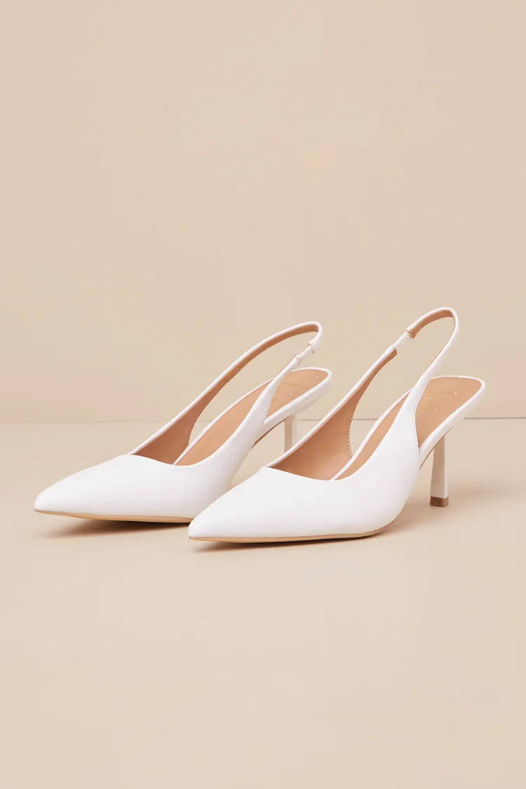 Cambrea White Pointed-Toe Slingback Pumps | Lulus