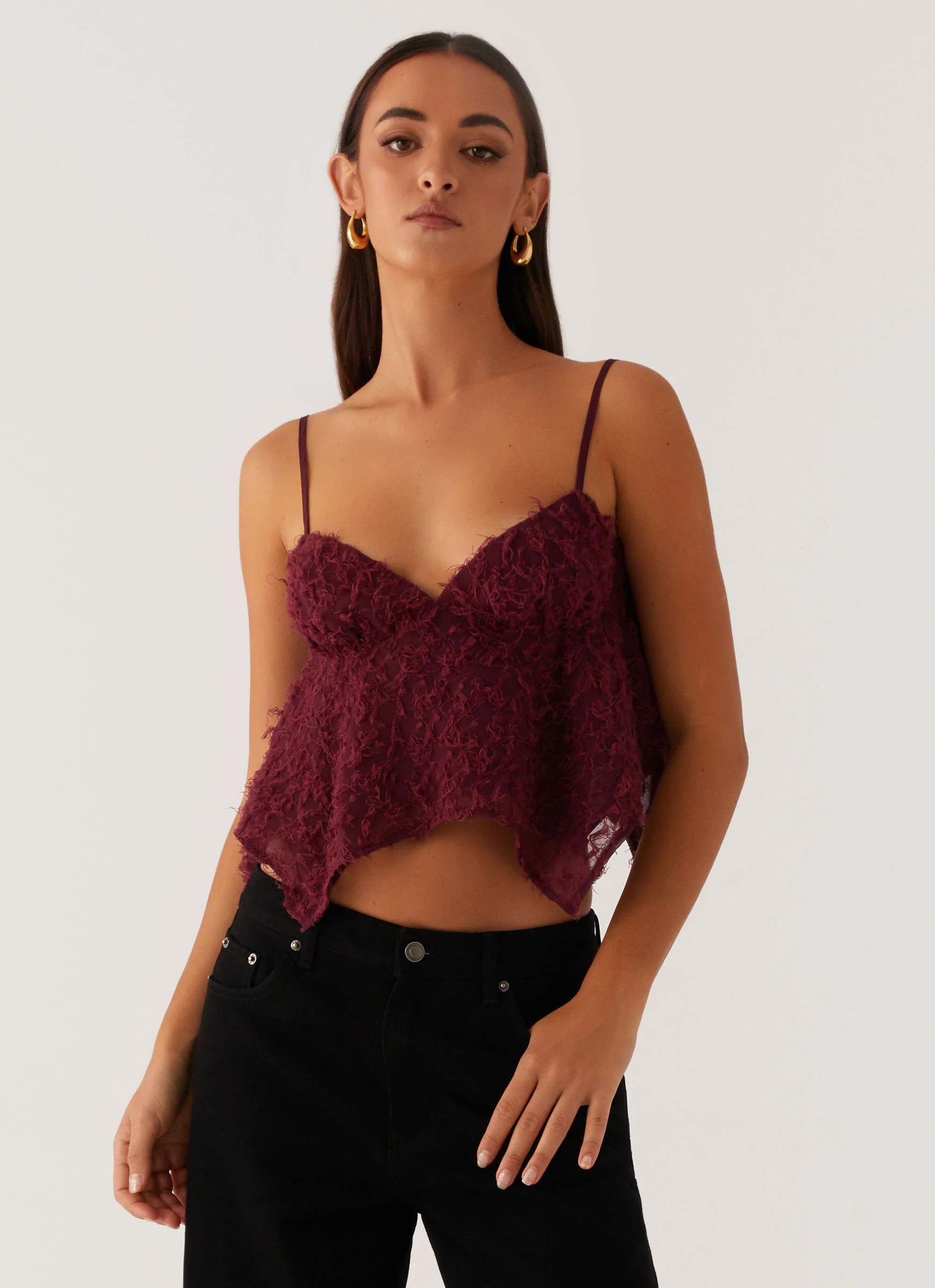 Katya Asymmetric Top - Maroon | Peppermayo (Global)
