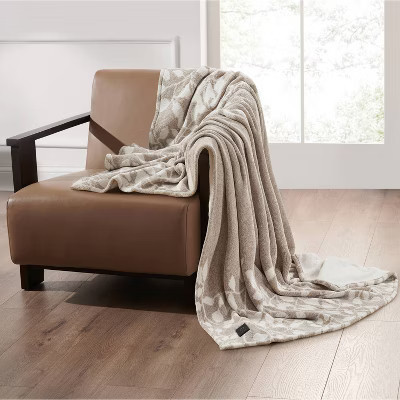 Brookstone Heated Oversized Brushed Knit Throw Soft Petal | Target
