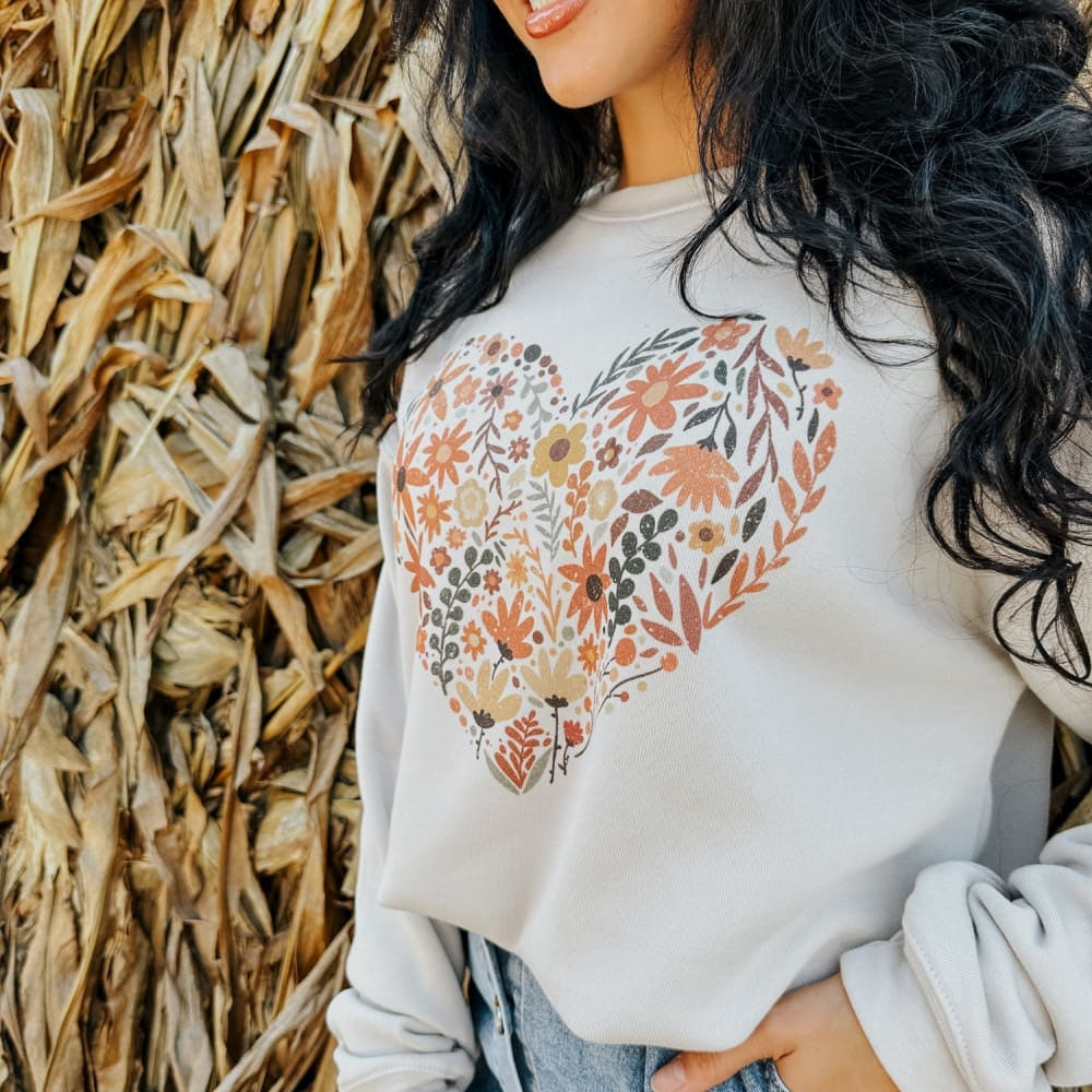 Fall Flowers Heart Sweatshirtn | Mountain Moverz