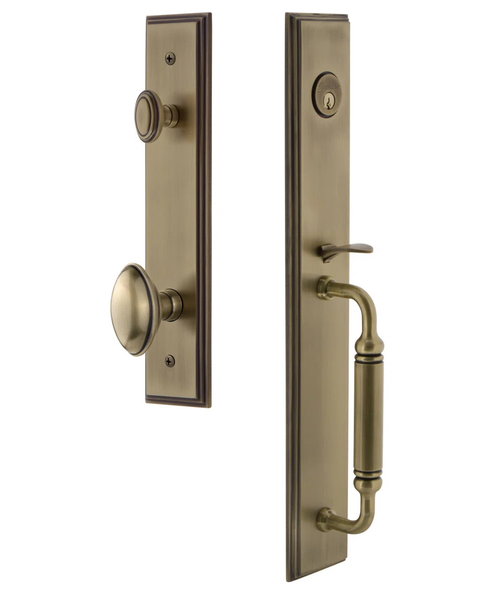 Carr\u00e9 One-Piece Handleset with Single Cylinder Deadbolt and C Grip with Eden Prairie Knob | Wayfair North America