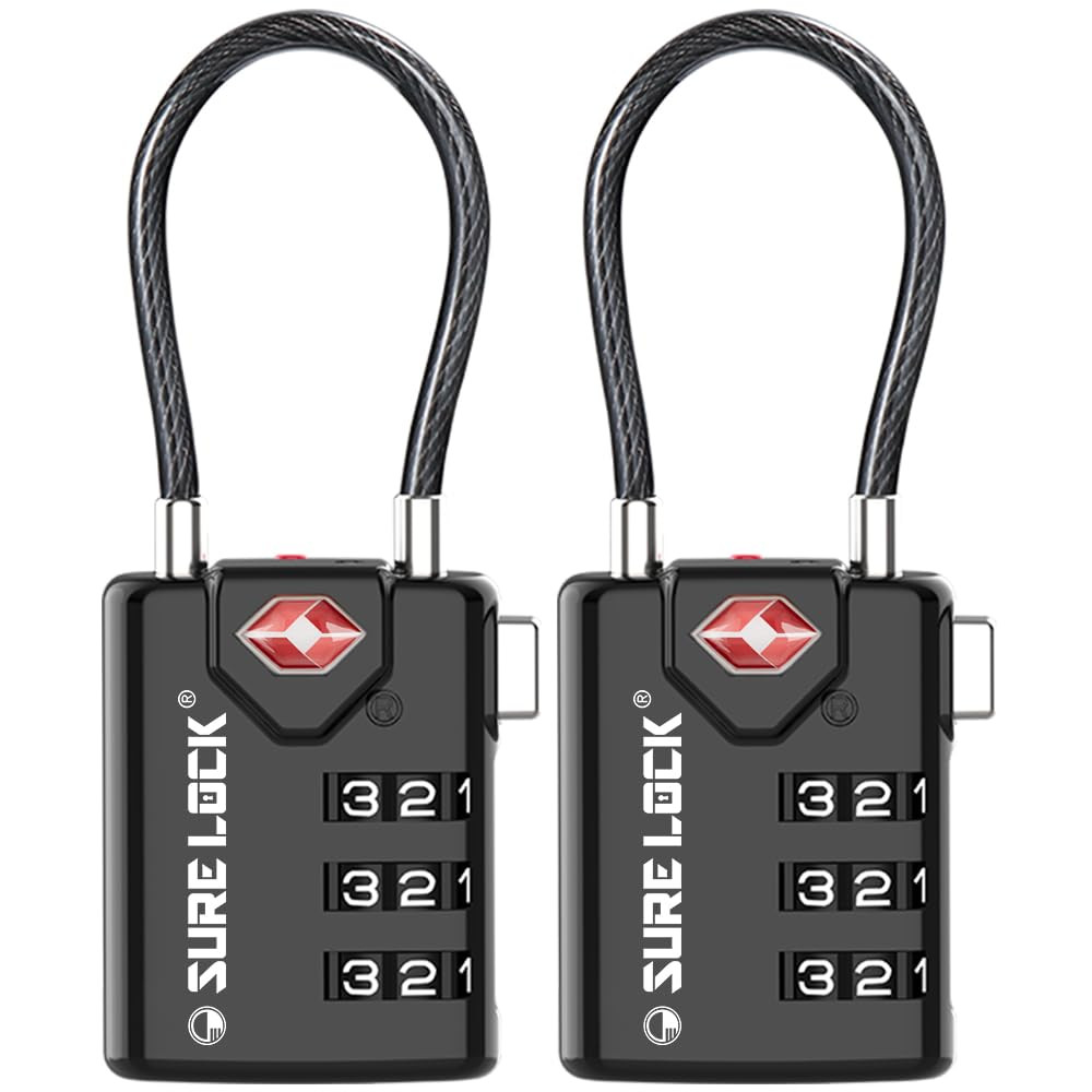 SURE LOCK TSA Compatible Travel Luggage Locks, Inspection Indicator, Easy Read Dials - 2 pack | Amazon (US)