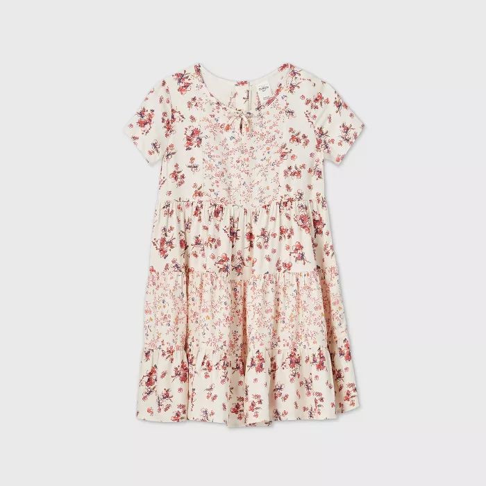 OshKosh B'gosh Toddler Girls' Mixed Floral Short Sleeve Dress - Burgundy | Target