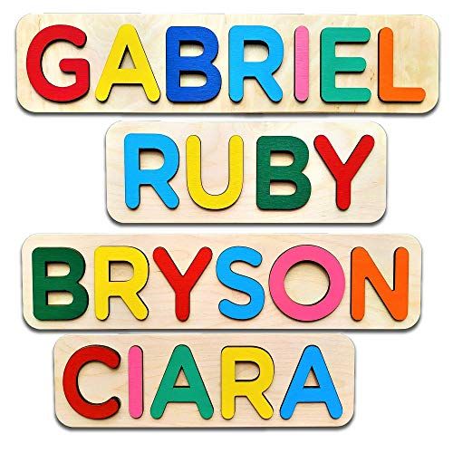 Wooden Personalized Name Puzzle Personalized Engraved Text Greetings on Back Gift for Baby Boy an... | Amazon (US)