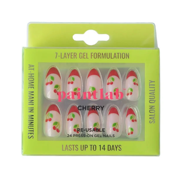 PaintLab Cherry Bomb Gel Press On Nails Kit, Cherry, 24 Count | Walmart (US)