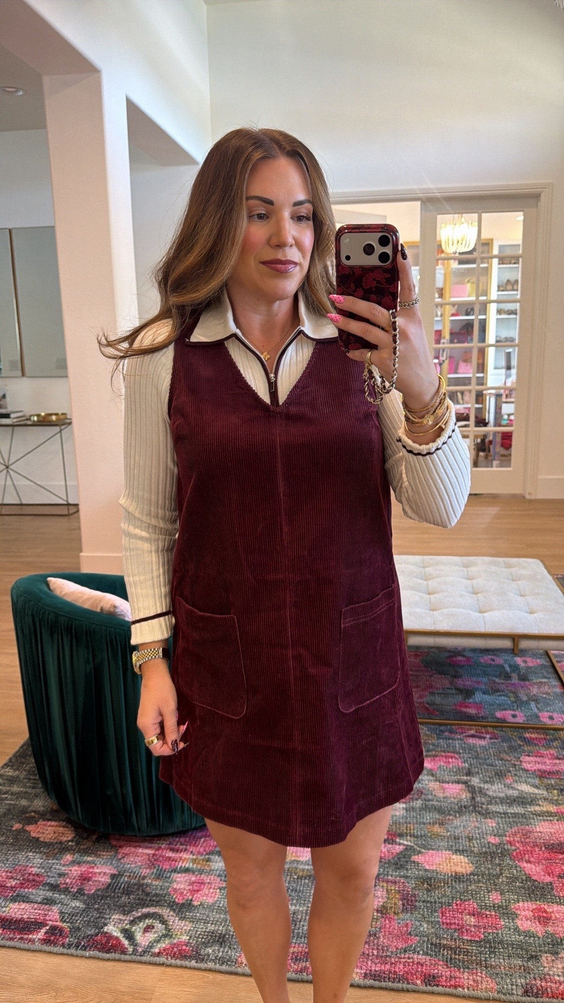curvy midsize fall outfit! wearing size medium in half zip cream sweater and medium in wine corduroy shirt dress 🍷 outfit is 40% off!

#LTKSeasonal #LTKMidsize #LTKSaleAlert