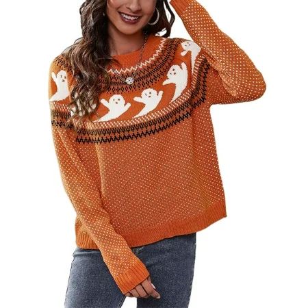 Sexy Dance Ladies Knitted Sweaters Long Sleeve Jumper Tops Polka Dot Pullover Round Collar Halloween | Walmart (US)