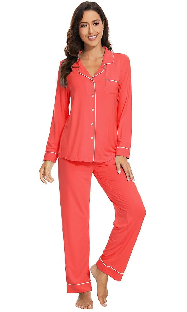 WiWi Bamboo Viscose Pajamas Set for Women Soft Button Down Sleepwear Pj Lightweight Lounge Sets L... | Amazon (US)