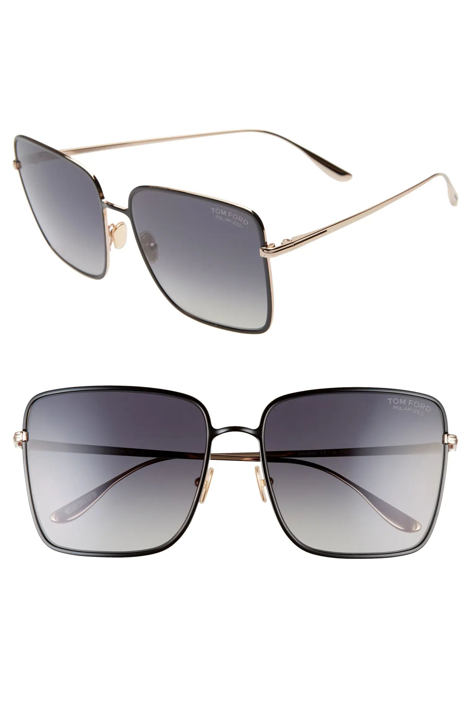 Heather 60mm Polarized Flat Front Square Sunglasses | Nordstrom