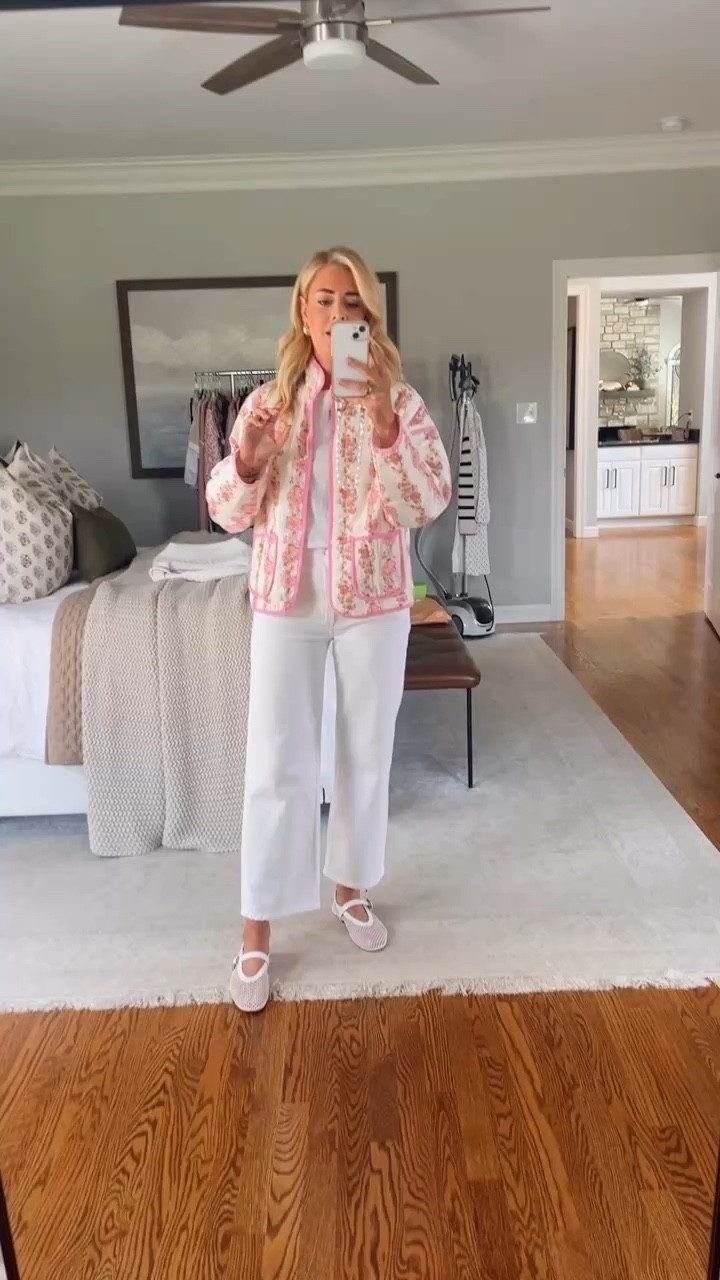 Loving this lightweight jacket for spring 🌸 Wearing a small in the jacket & tee and a 26 in the jeans 

Casual outfit, spring jacket, spring outfit, white jeans, jeans, mesh flats, spring shoes, flats 

#LTKSeasonal #LTKgrwm #LTKootd