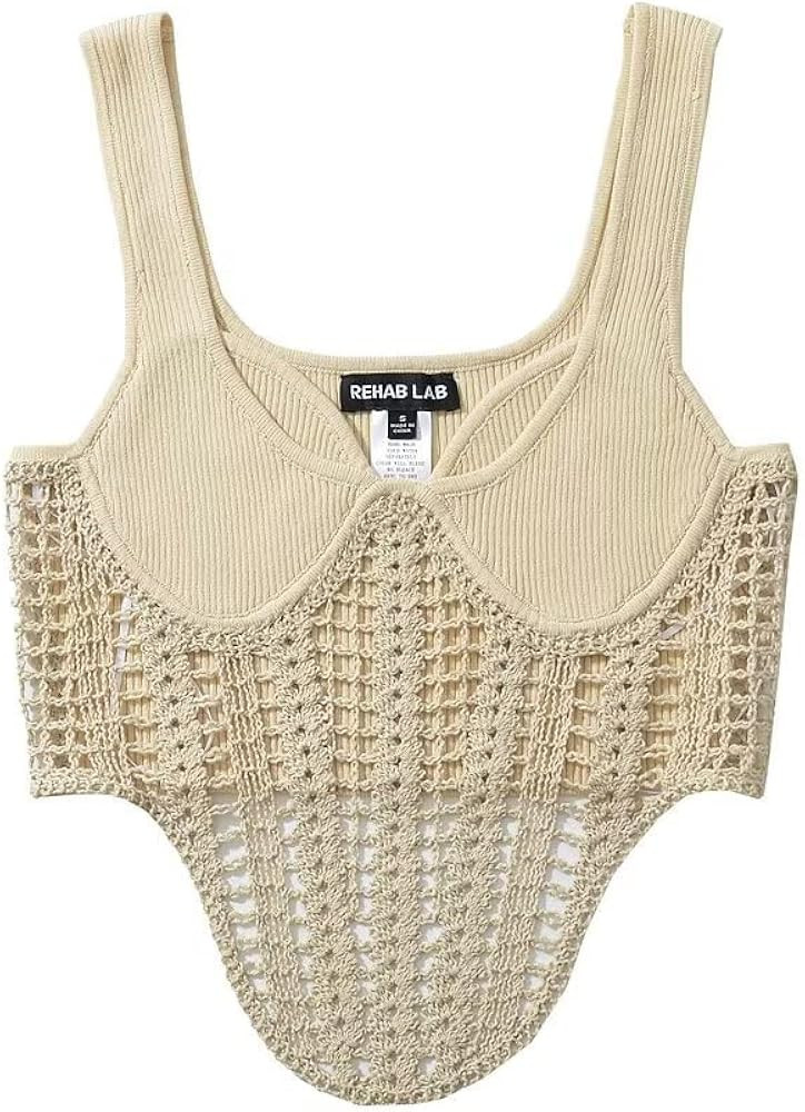 Sexy Hollow Out Knitted Tops Women Sleeveless Short Solid Color Tank Tops | Amazon (US)