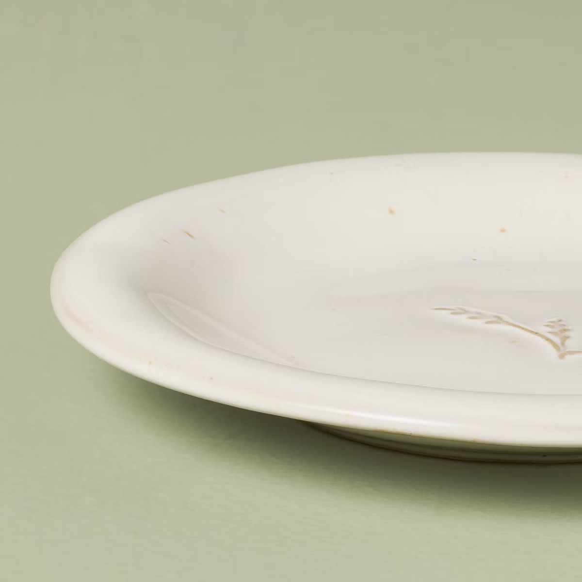 Set of 4 7" Stoneware Embossed Leaf Appetizer Plates Sour Cream - Hearth & Hand™ with Magnolia | Target