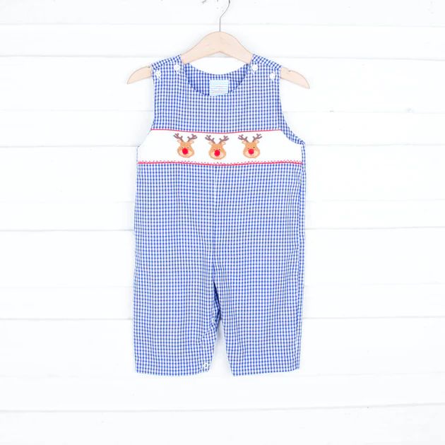 Rudolph Smocked Blue Gingham Longall | Classic Whimsy